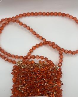 Orange Beaded Mini Crossbody Bag