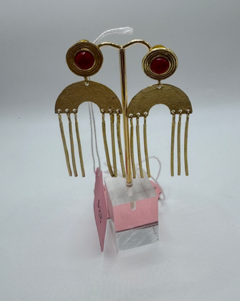 Chalcedony Gold Plated Statement Earrings