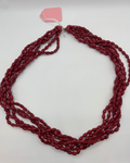 Vintage Red Multi-Strand Beaded Necklace