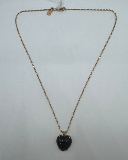 14K Gold Black Moonstone Chain Necklace