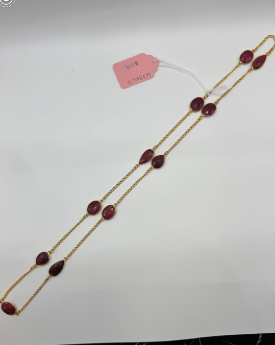 Dyed Ruby & Zirconite Gem Necklace