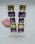 Lemon Quartz & Amethyst Gold Statement Earrings