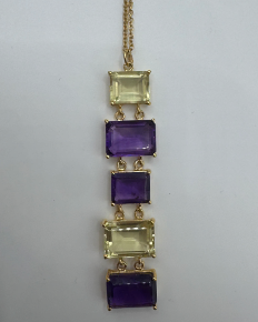 Amethyst & Lemon Quartz 18K Gold Necklace