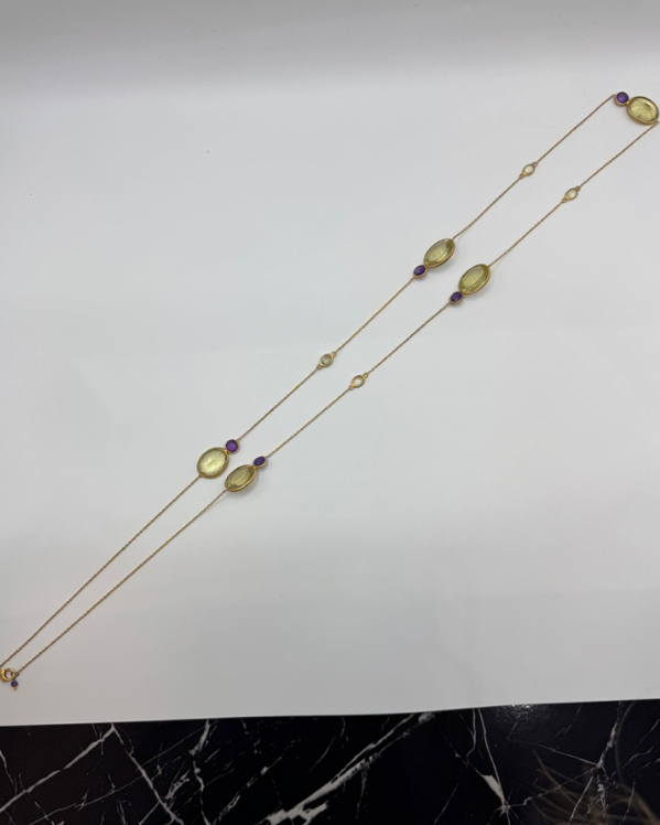 Lemon Quartz & Amethyst 18K Gold Necklace