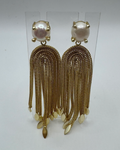 Gold Chain Fringe Pearl Earrings