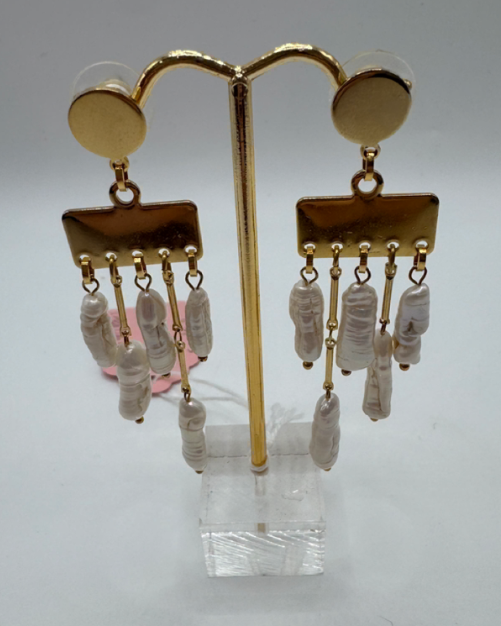 Freshwater Pearl Gold Plated Dangle Earrings