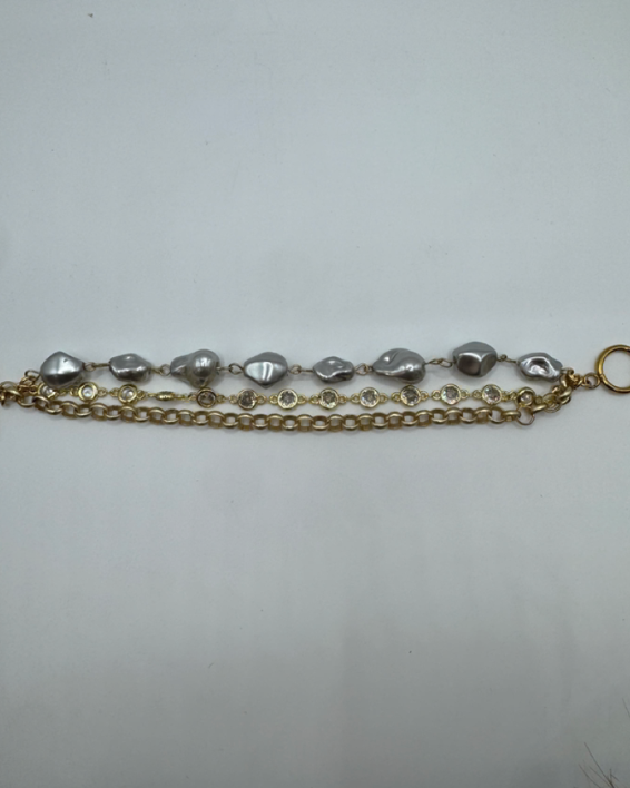 Faux Pearl & Rhinestone Bracelet