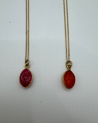 Gold Plated Ruby & Carnelian Evil Eye Necklace
