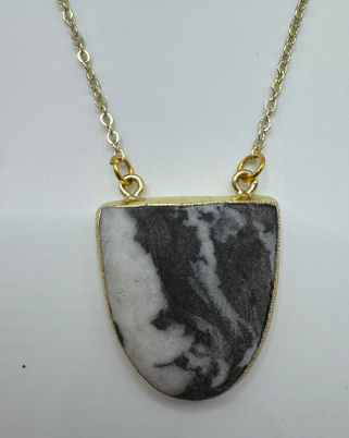 Zebra Jasper & Gold Chain Necklace
