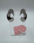 Silver Half Hoop Rhinestone Earrings