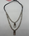 Extendable Pewter & Silver Rhinestone Cord Necklace