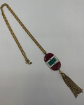 Re-Fashioned Vintage Rhinestone & Green Glass Necklace