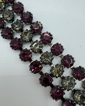 Roberta Chirella Gunmetal Purple Rhinestone Bangle