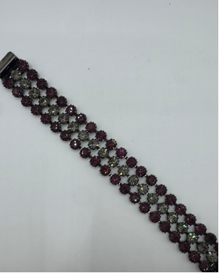 Roberta Chirella Gunmetal Purple Rhinestone Bangle
