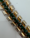 Vintage Silvertone Emerald Rhinestone Bracelet