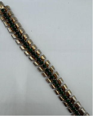 Vintage Silvertone Emerald Rhinestone Bracelet