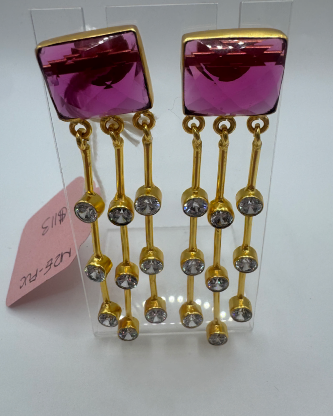 Aydin Zircon Statement Earrings in Fuchsia & Aqua