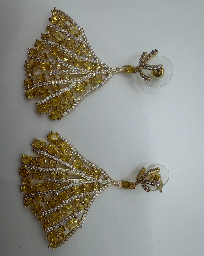 CZ Stone Fan Earrings