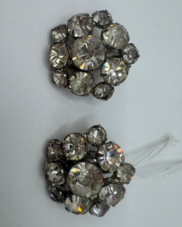 Rhinestone Vintage Cluster Clip Earrings
