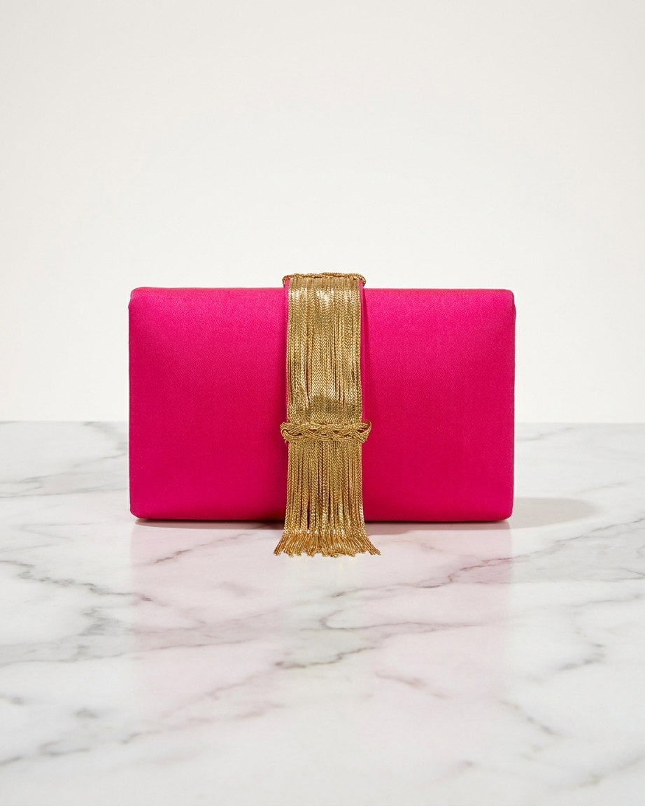 Pink Beaded Minaudière Clutch
