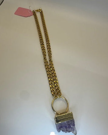 Amethyst Slab Necklace