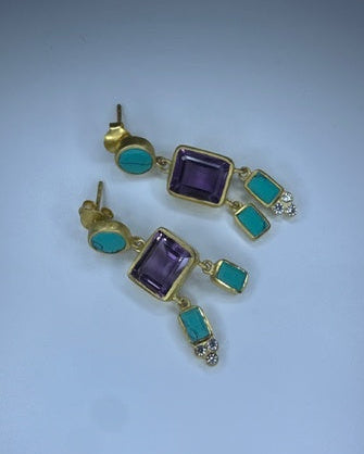 Turquoise Gold-Plated Earrings