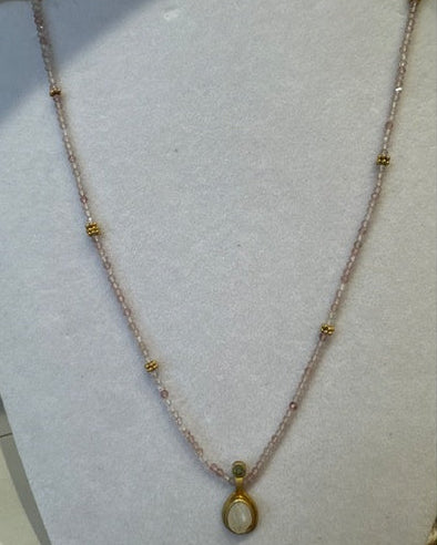 Strawberry Quartz Moonstone Necklace