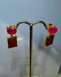 Gold Onyx Carnelian Earrings