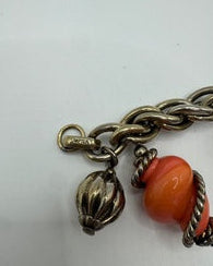 Vintage Napier Coral Bead Shell Bracelet