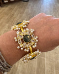 Labradorite Seed Pearl Rhinestone Bracelet