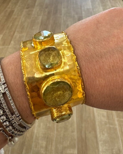 Quartz Gold-Plated Cuff Bracelet