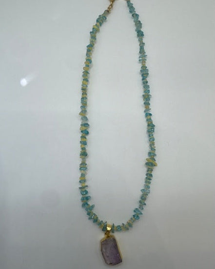 Genuine Aqua and Amethyst Necklace