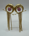 Coral Peachstone Gold-Plated Earrings