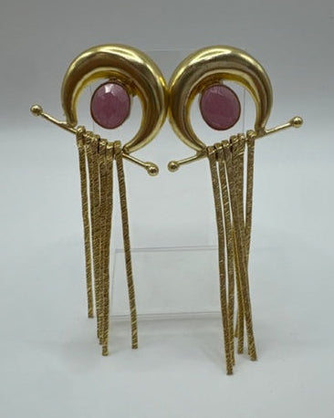 Coral Peachstone Gold-Plated Earrings