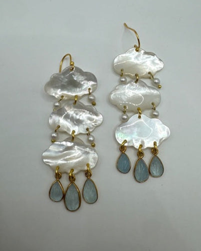Abalone Cloud French Hook Earrings